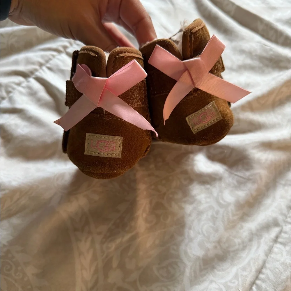 UGG Chestnut Suede Baby Booties with Plush Lining
